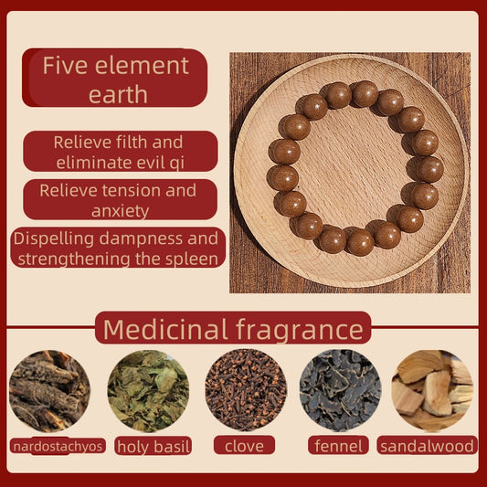 (The Earth of the Five Elements)Zen fragrance beads. The mysterious fragrance of the East. Ancient fragrance recipe bracelet