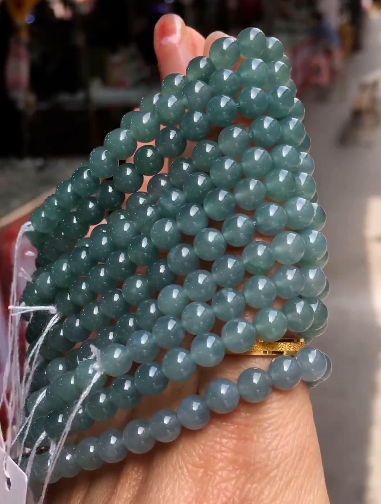 Natural Grade A Blue Water Jadeite(6mm) High quality round bead bracelet