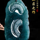(Unique) Natural Jade Blue Water Dragon King Pendant Carved by a Famous Master