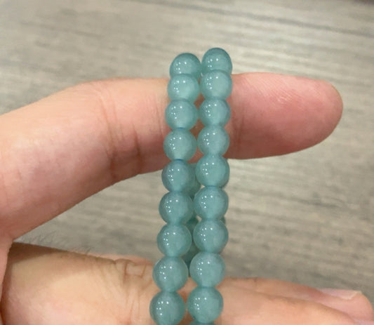 Natural Grade A Blue Water Jadeite(6mm)  Light blue round bead bracelet