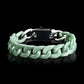 Natural Grade A burma jade Jadeite Trendy Cuban Bracelet Titanium Steel Buckle