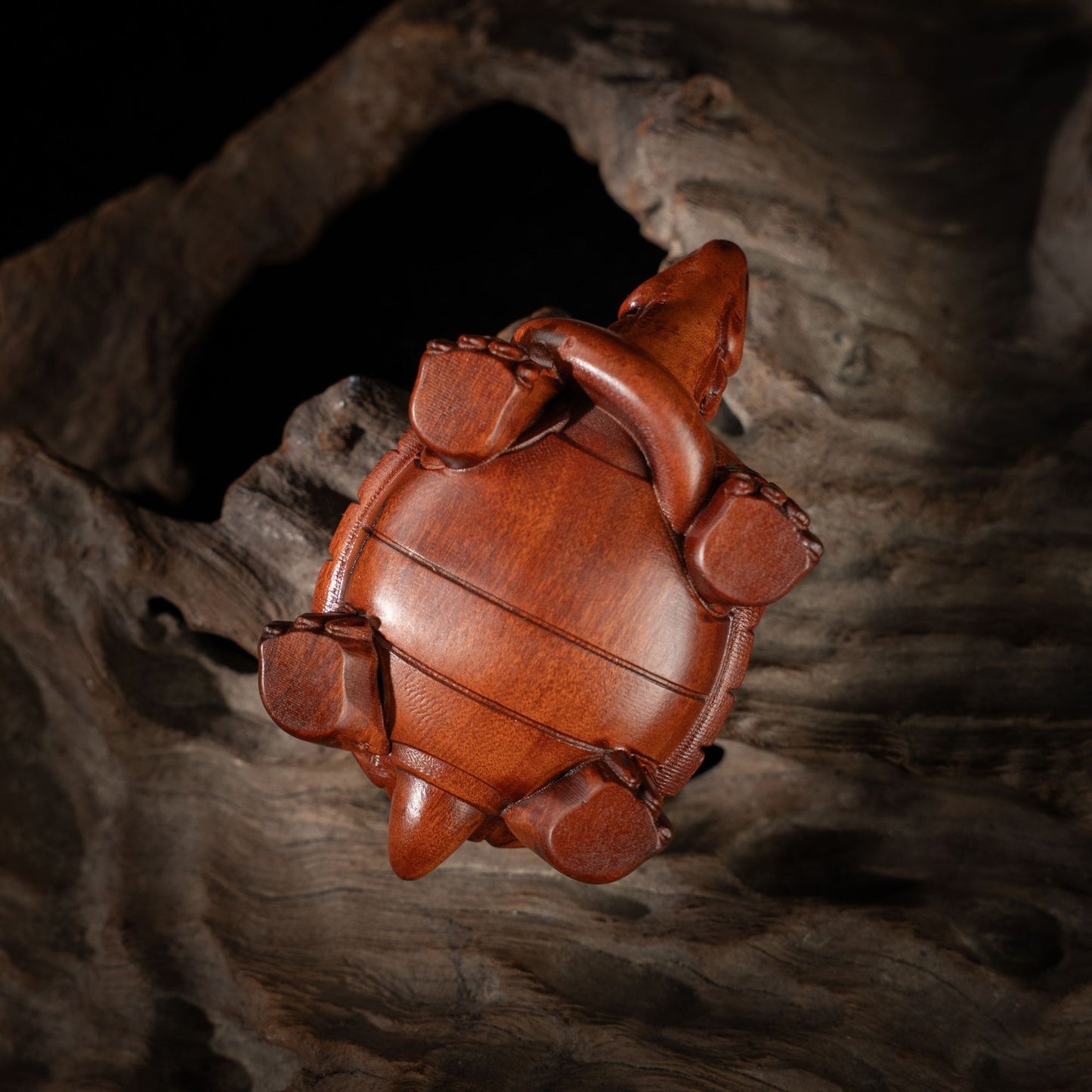 Lightning strike jujube wood carving Xuanwu Dragon Turtle Feng Shui ornament, rich and unparalleled in the world