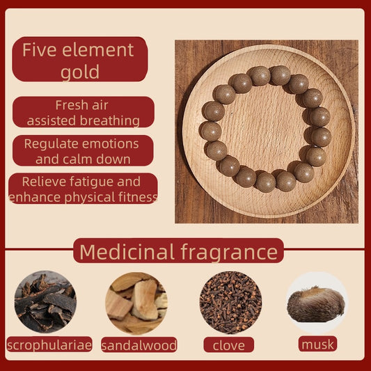 (The Gold of the Five Elements)Zen fragrance beads. The mysterious fragrance of the East. Ancient fragrance recipe bracelet