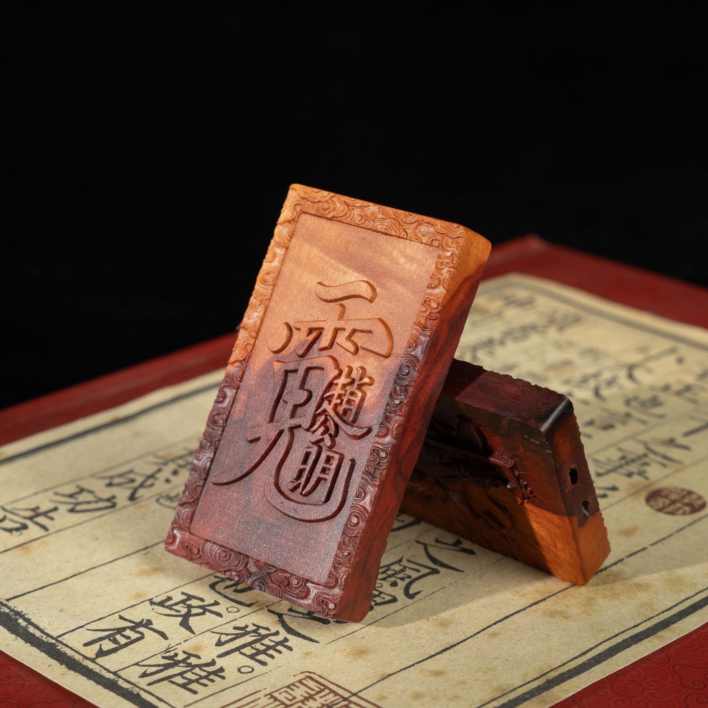 Lightning strike jujube wood double-sided carving Zhao Gongming (God of Wealth) talisman Taoist artifact pendant
