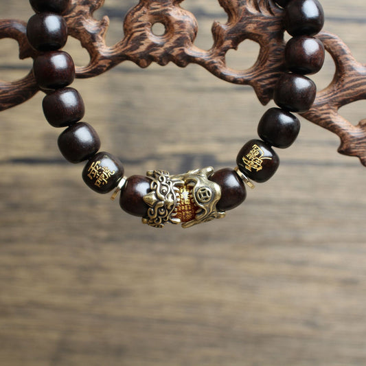 Longhu Mountain Zhao Gongming [Pixiu Wealth] Lightning strike jujube wood bracelet for men and women 9*10mm
