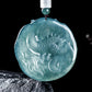 (Unique) Natural Jade Dragon King Round Pendant Carved by a Famous Master