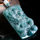 (Unique) Natural jadeite three-dimensional domineering dragon king pendant carved by a famous master