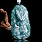 (Unique) Natural Jade Blue Water Dragon King Pendant Carved by a Famous Master