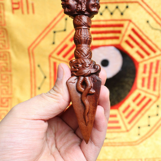 Lightning strike jujube wood diamond pestle pendant does not move Ming Wang demon slaying pestle magic tool diamond pestle