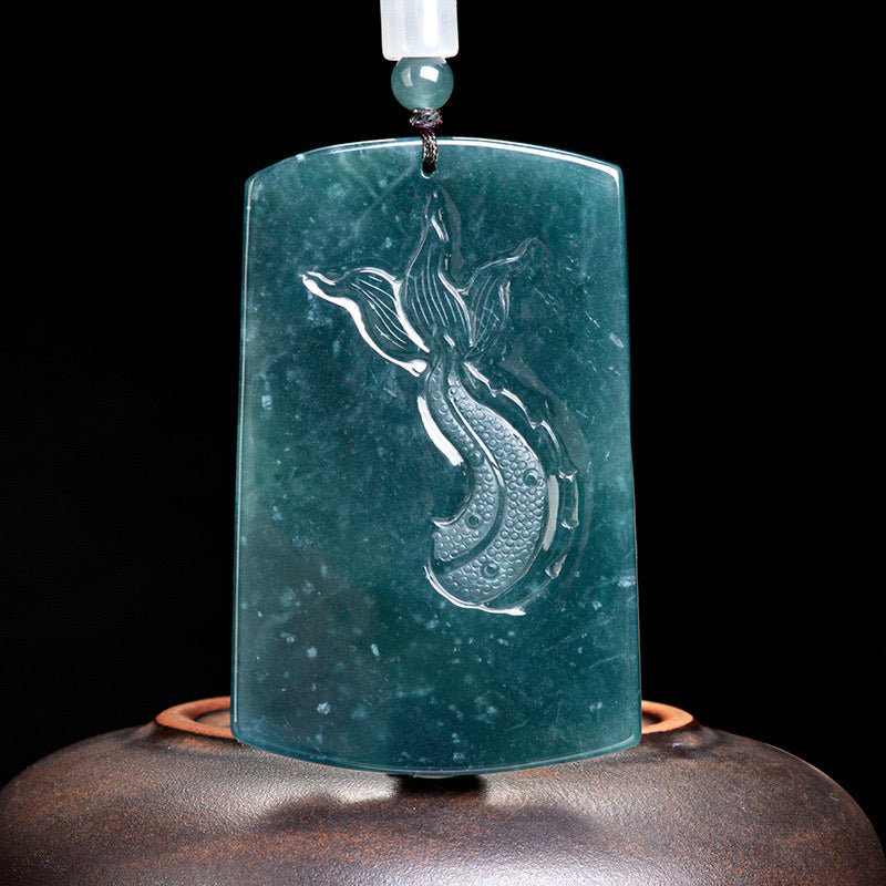 (Unique) Natural jadeite three-dimensional domineering dragon king pendant carved by a famous master