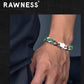 Natural Grade A burma jade Jadeite Trendy Cuban Bracelet Titanium Steel Buckle
